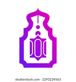islamic light lantern decorative gradient icon button vector illustration