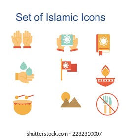 Islamic Line Art Icons Set, RAMADHAN KAREEM, Eid Mubarak
