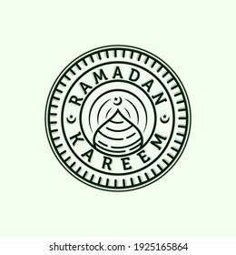 Islamic Line Art Logo Vector Illustration Design. Simple and Modern Mosque Illustration Logo Design. Exclusive Design of Moslem Architecture or Islamic Icon. Dome Mosque Logo Design Inspiration