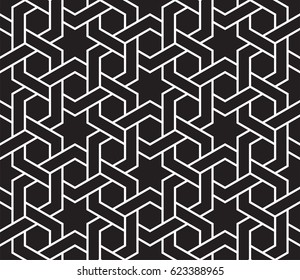 Islamic line pattern. Interlaced seamless vector geometric background in arabic style 
