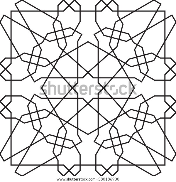 Islamic Pattern One Line Islamic Line Pattern Interlaced Seamless Vector Stock Vector (Royalty ...
