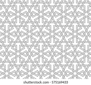 Islamic line pattern. Seamless vector geometric linear background in arabian style