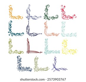 Islamic line swirl abstract corner decoration 