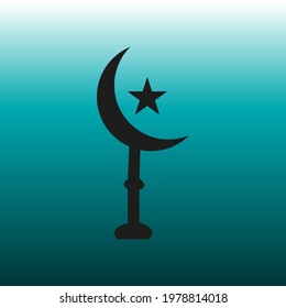 Islamic Logo. Black Mosque Icon Background On Blue And White