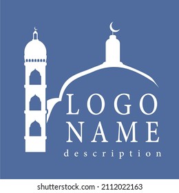 islamic logo design with mosque and tower