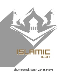Islamisches Logo-flachen Symbol-Konzept Silhouette 3D Moschee kann für Ramadan Kareem Eid mubarak Design verwenden