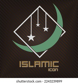 Islamic Logo icon concept of Crescent Moon and star can use for Ramadan kareem Eid mubarak design