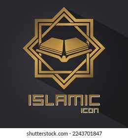 Islamic Logo icon concept of Reciting Holy Al-Qur'an Quran can use for Ramadan kareem Eid mubarak design