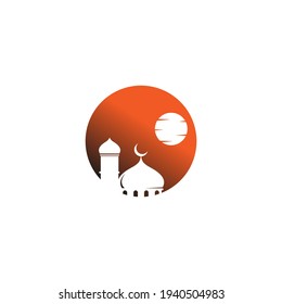 Logo islámico, imagen vectorial de diseño de icono de mezquita