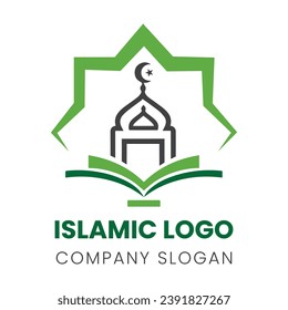 Islamic logo with Mosque icon design vector template