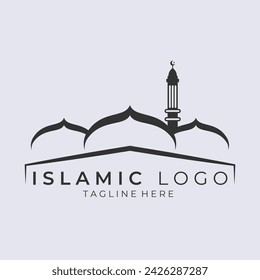 Logo islámico con diseño de icono de mezquita plantilla de vector