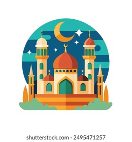 Islamic logo, Mosque icon design vector template