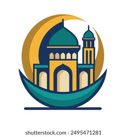 Islamisches Logo, Moschee-Ikone Design Vektorgrafik Vorlage