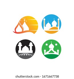 Logo islámico, plantilla vectorial de icono de mezquita
