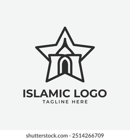Islamisches Logo mit Moschee und Sternlinienform Symboldesign