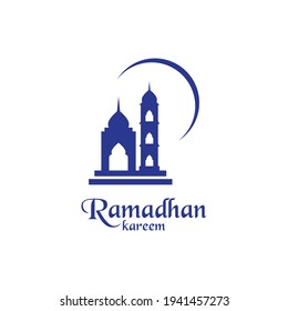 Logo islámico, mezquita, plantilla vectorial ramadhan kareem