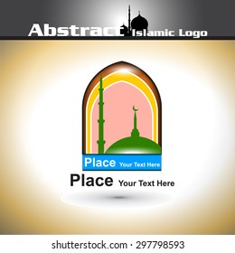 Islamic Logo with shiny color in Abstract vector background.