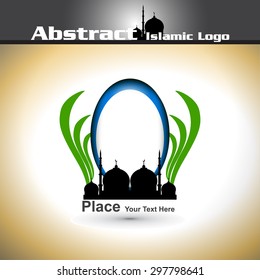 Islamic Logo with shiny color in Abstract vector background.