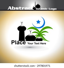 Islamic Logo with shiny color in Abstract vector background.