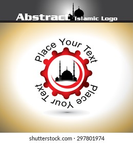 Islamic Logo with shiny color in Abstract vector background.