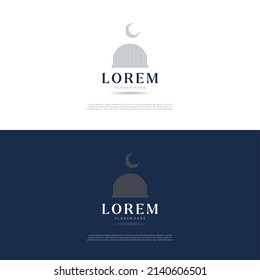 Islamische Logo-Vorlage, Logo-Design-Vorlage für das Logo des Palastes in der Ribbon-Islamischen Kuppel. Luxuriöser Goldturm, Kuppel, Moschee Logo Ideen. inspirierendes Logo-Design. Vorlage, Vektorgrafik. 