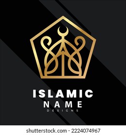 Plantilla de logotipo islámico, plantilla de diseño del logotipo del palacio de cúpulas islámicas de Ribbon. Torre dorada de lujo, cúpula, ideas del logo de la mezquita. diseño del logotipo de inspiración. ilustración vectorial de plantilla.