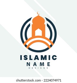Islamic logo template, Ribbon islamic dome palace logo design template. Luxury gold tower, dome, mosque logo ideas. inspiration logo design. template vector illustration.