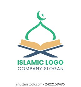 Islamic logo template, Ribbon islamic dome palace logo design template. Luxury gold tower, dome, mosque logo ideas. inspiration logo design. template vector illustration.