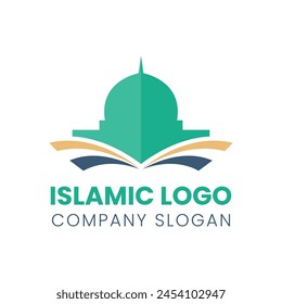 Islamic logo template, Ribbon islamic dome palace logo design template. Mosque logo ideas. inspiration logo design. template vector illustration