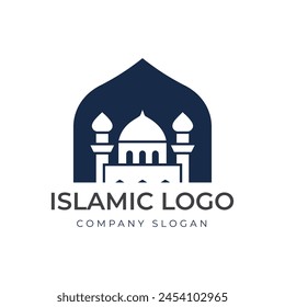 Islamic logo template, Ribbon islamic dome palace logo design template. Mosque logo ideas. inspiration logo design. template vector illustration