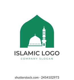 Islamic logo template, Ribbon islamic dome palace logo design template. Mosque logo ideas. inspiration logo design. template vector illustration