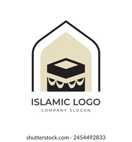 Islamic logo template, Ribbon islamic dome palace logo design template. Mosque logo ideas. inspiration logo design. template vector illustration