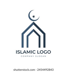 Islamische Logo Vorlage, Band Islamische Kuppel Palast Logo Design Vorlage. Moschee-Logo-Ideen. Inspiration Logo-Design. Vorlage Vektorillustration