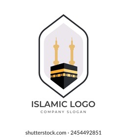 Islamic logo template, Ribbon islamic dome palace logo design template. Mosque logo ideas. inspiration logo design. template vector illustration