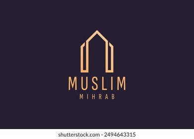 Islamic logo template, Ribbon islamic dome palace logo design template. Luxury gold tower, dome, mosque logo ideas.