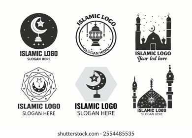 Islamic logo vector bundle, Set of Islamic Logo, Modern Islamic Mosques bundle, Silhouette Islamic Vector Logo, Bundle of mosque logo, vector line art illustration design, Abstract , logos, emblem,