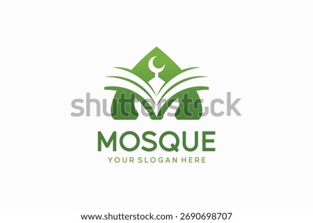 Islamic logo vector design of the letter A combined with a mosque dome and a book or scripture