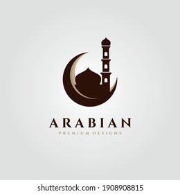 islamic logo vector symbol with mosque building illustration design