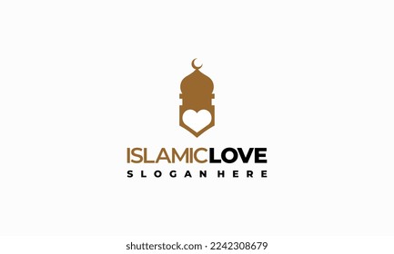Konzept für Logo-Designs für islamische Liebe, Vorlage für das Lernen des Islam-Logos
