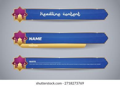 islamic lower third with blue color and purple star for islamic channel and television
