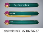 islamic lower third with green color and purple star for islamic channel and television