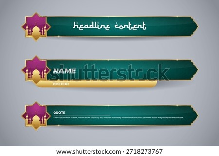 islamic lower third with green color and purple star for islamic channel and television