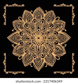 fondo islámico de dorado dorado con forma de mandala.