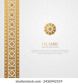 Islamic luxury greeting card with Arabic style border and pattern