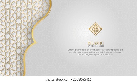 Islamic luxury greeting card Background with Arabic ornamental pattern