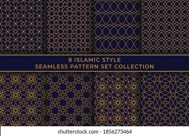 islamic luxury seamless pattern set collection design vector