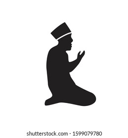 Islamic Man Prayer hand. Prayer Muslim man. Muslim man while sitting on a praying.