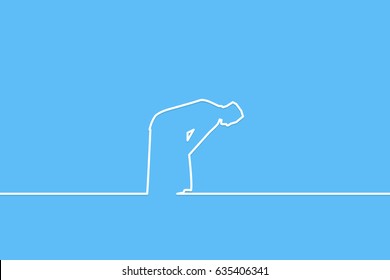 Islamic man praying  Muslim Prayer , line vector