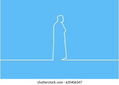 Islamic man praying  Muslim Prayer , line vector