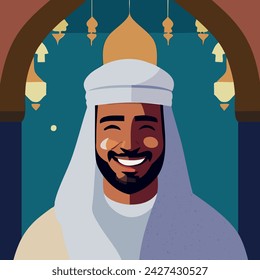 ISLAMIC MAN SMILLING IN RAMADAN